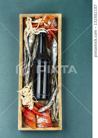 Beer and dried fish. Beer and dried fish. 132882187
