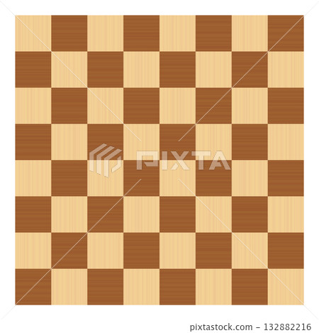 Wooden chessboard, 8x8 game board, for playing chess, checkers, or other strategic board games. Standard form, checkerboard pattern, consisting of 64 square shaped fields arranged in rows and columns. 132882216