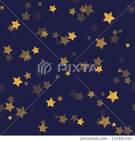 Beautiful dark blue seamless pattern with gold foil constellations, stars and clouds, night sky background 132882382