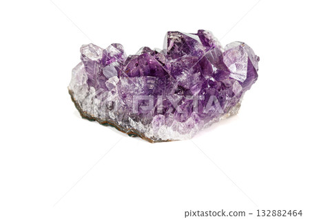 Amethyst Crystal Druse macro mineral on white background Amethyst Crystal Druse macro mineral on white background 132882464