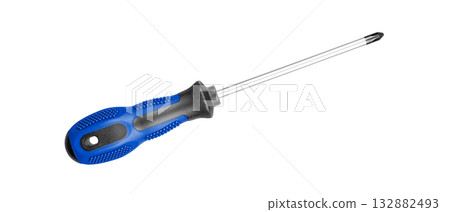 Phillips Screwdriver with Blue Black Handle for Repair Tasks on isolated background Phillips Screwdriver with Blue Black Handle for Repair Tasks on isolated background 132882493
