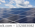 Shiny Solar Panels Under Bright Sky at Utility Scale Solar Farm for Clean Energy 132883082