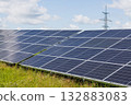 Utility scale solar farm with photovoltaic panels generating clean renewable energy 132883083