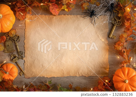 Rustic Halloween background with copy space perfect for invitations and themed branding 132883236