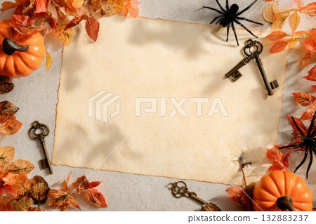 Rustic Halloween background with copy space perfect for invitations and themed branding 132883237
