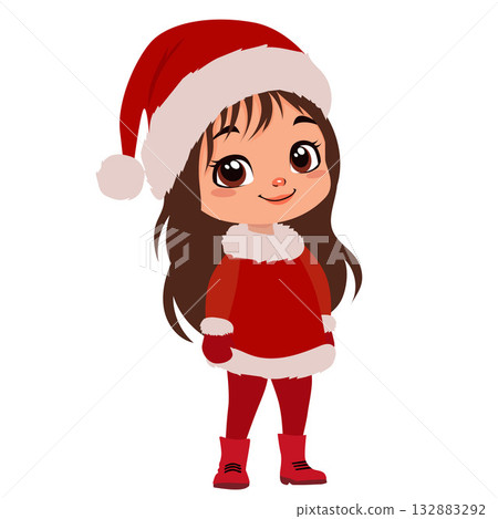 christmas santa claus chibi girl flat style christmas santa claus chibi girl flat style 132883292