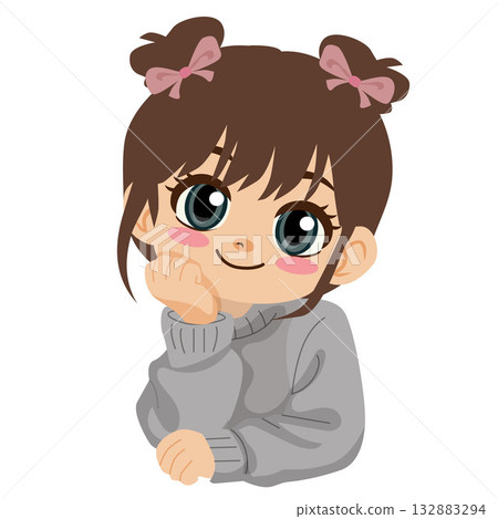cute girl smiling with little bun hair cute girl smiling with little bun hair 132883294