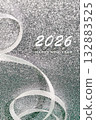 New Year Card With Silver Glitter Background With Ribbon And 2026 Happy New Year Text. Concept Of New Year Holiday Celebration, Party Invitation Design, And Festive Visuals For Seasonal Marketing 132883525