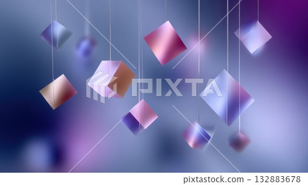 Elegant suspended forms with brushed metallic textures and cosmic color palette, ideal for posters, branding, and album cover art 132883678