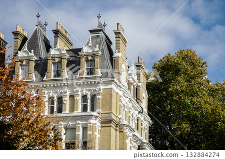 Historic Residential Building with Ornate Architecture and Classic Facade Representing Real Estate Historic Residential Building with Ornate Architecture and Classic Facade Representing Real Estate 132884274