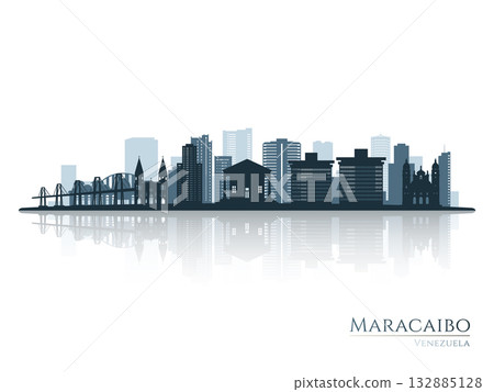 Maracaibo skyline silhouette with reflection.  132885128