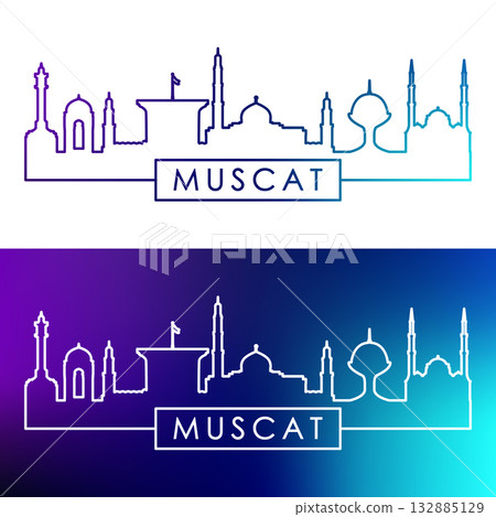 Muscat skyline. Colorful linear style.  132885129