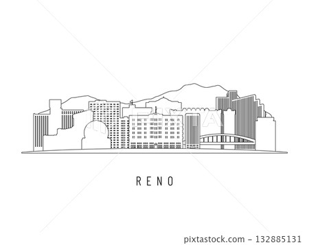Detailed Reno skyline vector illustration. Detailed Reno skyline vector illustration. 132885131