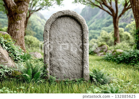 Ancient Stone Tomb in Green Forest Landscape Ancient Stone Tomb in Green Forest Landscape 132885625