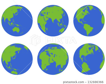 簡單的地球插圖集 簡單的地球插圖集 132886366