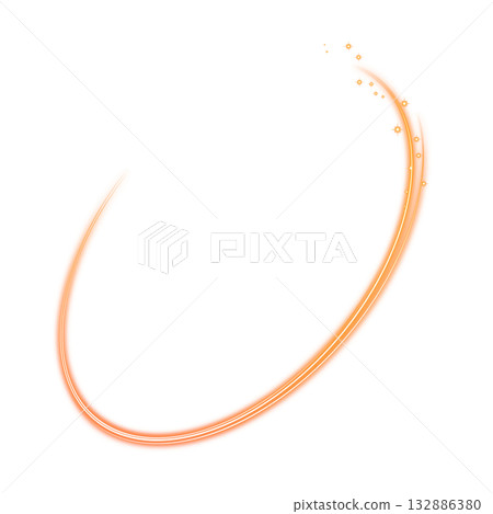 透明背景上的橙色閃亮發光弧形環 132886380