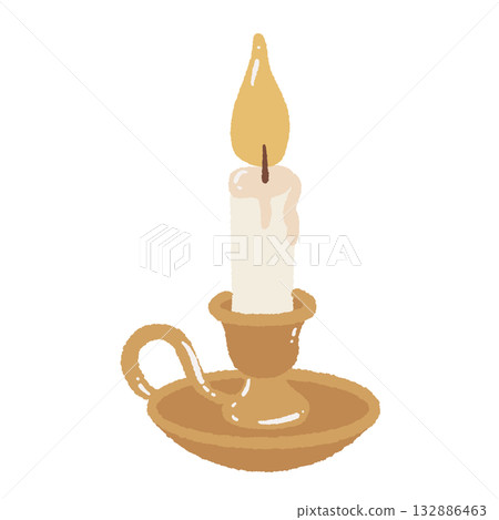 Warm candlelight in golden holder cozy vintage Christmas clipart hand drawn illustration for winter interiors libraries and festive home decor Warm candlelight in golden holder cozy vintage Christmas clipart hand drawn illustration for winter interiors libraries and festive home decor 132886463