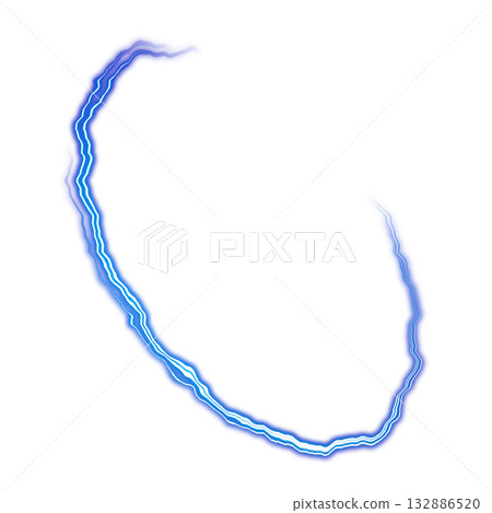 Blue electric luminous arc ring on transparent background 132886520