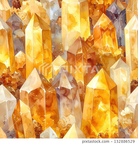 Background material_Watercolor style crystal illustration (yellow) Background material_Watercolor style crystal illustration (yellow) 132886529