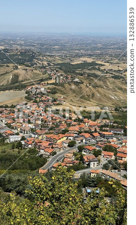 Panoramic View of San Marino Historic Village and Surrounding Landscape 132886539