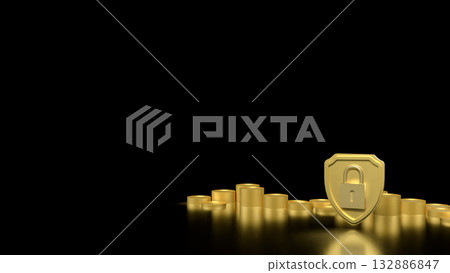 The Coins and Shield for Business or security concept 3d Rendering. 132886847