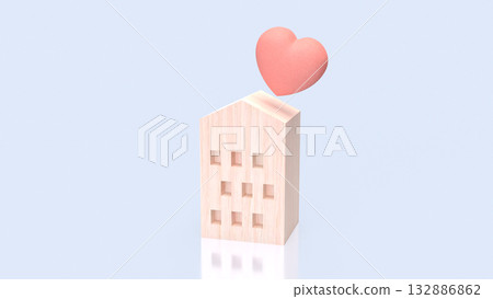 The House and Heart for Family or property concept 3d Rendering. The House and Heart for Family or property concept 3d Rendering. 132886862