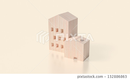 The Wood house for Property or Building concept 3d Rendering. 132886863