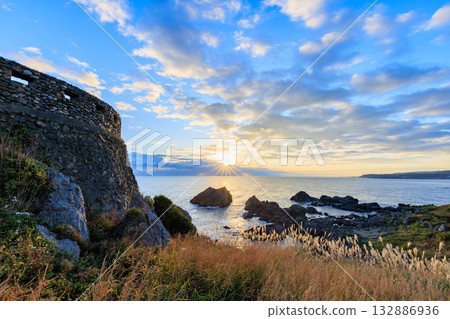 Autumn at Ashigaezaki Observatory and the sunrise, Hachinohe City, Aomori Prefecture Autumn at Ashigaezaki Observatory and the sunrise, Hachinohe City, Aomori Prefecture 132886936