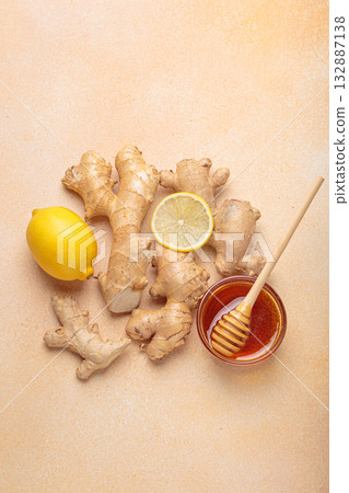 Ginger roots lemon honey dipper natural cold remedy immunity flu medicine Ginger roots lemon honey dipper natural cold remedy immunity flu medicine 132887138