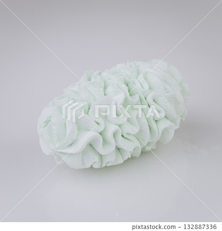 Mint green zephyr marshmallow dessert on white background, minimal sweet concept 132887336