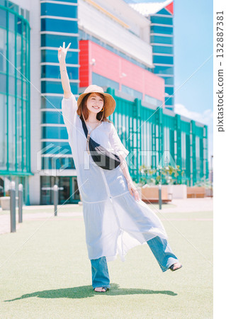 Smiling woman participating in an event 132887381