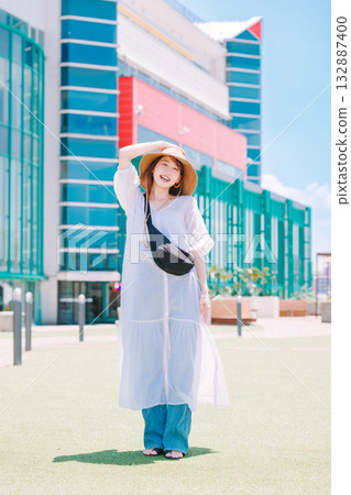 Smiling woman participating in an event 132887400