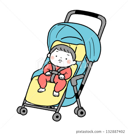 嬰兒推車上的嬰兒 132887402