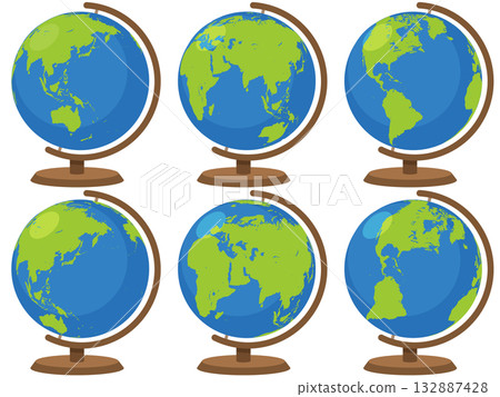 簡單的地球儀插圖 132887428