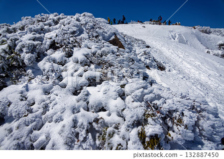 在剩餘的雪季裡,尾瀨和志布津山頂以及覆蓋著霜凍的樹木盡收眼底。 在剩餘的雪季裡,尾瀨和志布津山頂以及覆蓋著霜凍的樹木盡收眼底。 132887450