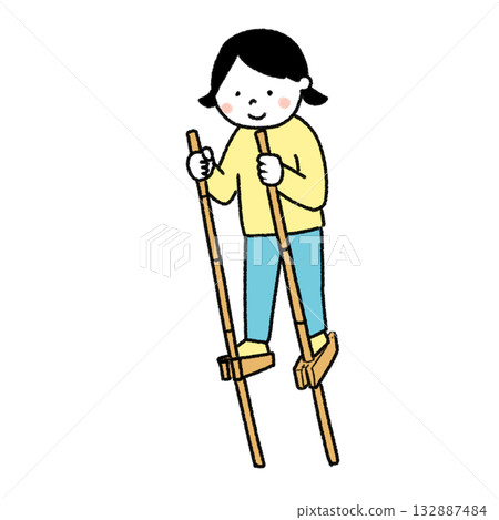Girls playing with stilts 132887484