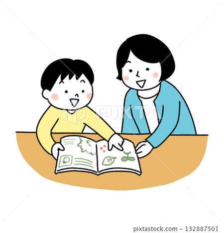 Parents and children reading books together 132887501