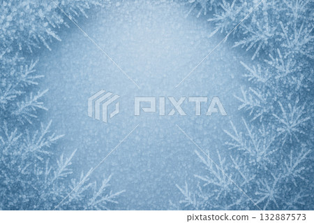 Frosty winter landscape with delicate snowflakes creating a serene blue background 132887573