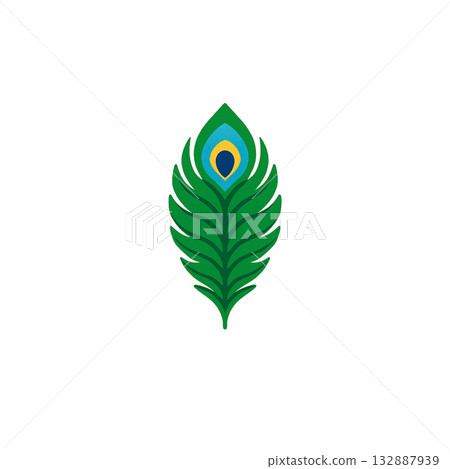 Peacock feather color icon, elegant design material with beautiful green and blue, no background, illustration, document creation Peacock feather color icon, elegant design material with beautiful green and blue, no background, illustration, document creation 132887939