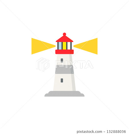 Lighthouse icon | Simple design material symbolizing safety and hope at sea, no background, document creation, illustration 132888036
