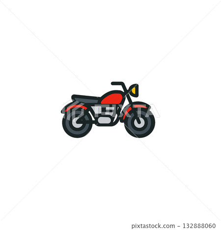 Red motorcycle icon | Simple design material, no background, icon that can be used for touring and transportation related 132888060