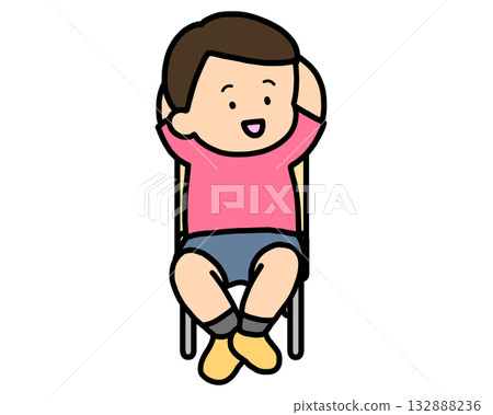 坐在椅子上的亞洲男孩 坐在椅子上的亞洲男孩 132888236
