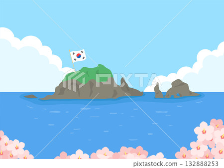 Illustration of an island in Korea. Illustration of an island in Korea. 132888253