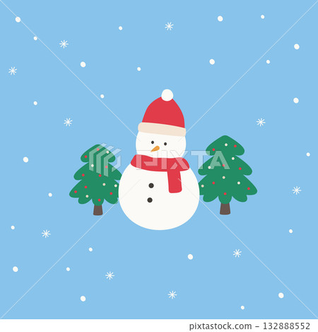 Vector illustration of cute snowman. 132888552