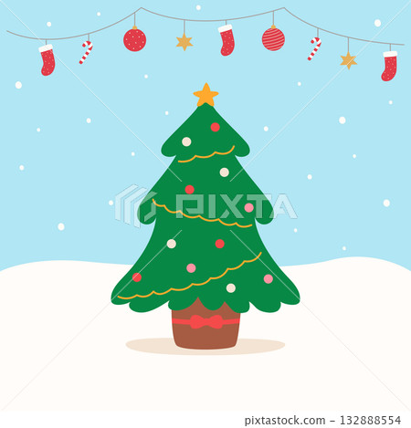 Vector illustration of a Christmas tree. Vector illustration of a Christmas tree. 132888554