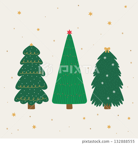 Vector illustration of Christmas trees. 132888555