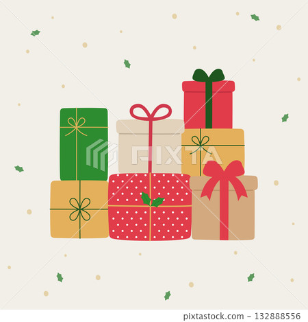 Vector illustration of Christmas gifts. 132888556