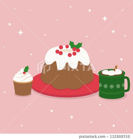Vector illustration of Christmas desserts. Vector illustration of Christmas desserts. 132888558