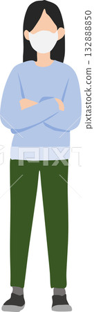 Illustration of catching a cold and visiting the hospital Illustration of catching a cold and visiting the hospital 132888850