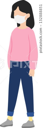 Illustration of catching a cold and visiting the hospital Illustration of catching a cold and visiting the hospital 132888851